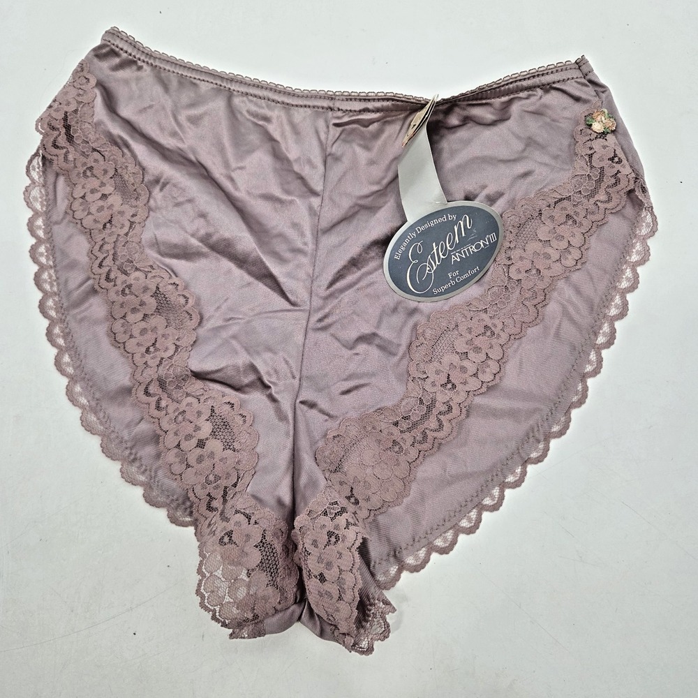 NEW Esteem VTG 90s Sweet Nothings Antron Nylon High Cut Brief Panty MEDIUM 6